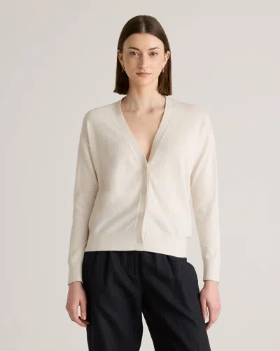 Quince Women's Lightweight Cotton Cashmere Cardigan Sweater In Heather Bone