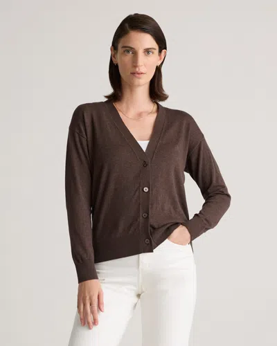 Quince Women's Lightweight Cotton Cashmere Cardigan Sweater In Mocha Heather