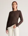 Quince Women's Lightweight Cotton Cashmere Crew Sweater In Mocha Heather