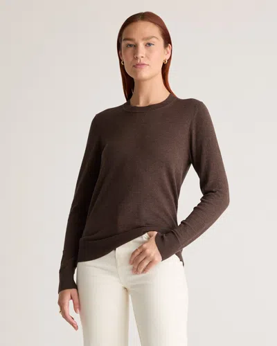 Quince Women's Lightweight Cotton Cashmere Crew Sweater In Mocha Heather