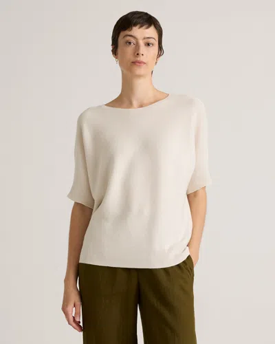 Quince Women's Lightweight Cotton Cashmere Link-stitch Dolman Sweater In Heather Bone