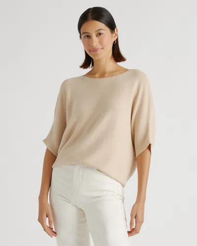 Quince Women's Lightweight Cotton Cashmere Link-stitch Dolman Sweater In Heather Oatmeal