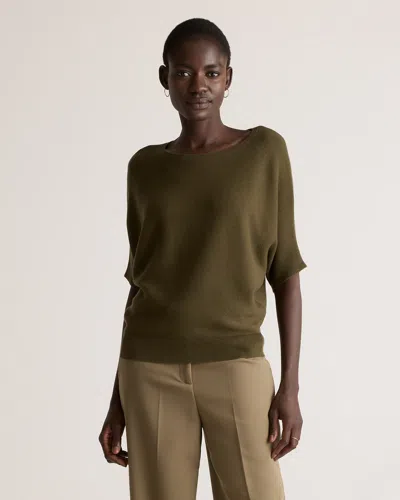 Quince Women's Lightweight Cotton Cashmere Link-stitch Dolman Sweater In Olive