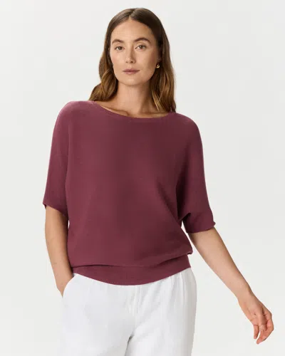 Quince Women's Lightweight Cotton Cashmere Link-stitch Dolman Sweater In Purple