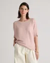 Quince Women's Lightweight Cotton Cashmere Link-stitch Dolman Sweater In Sugar Stone