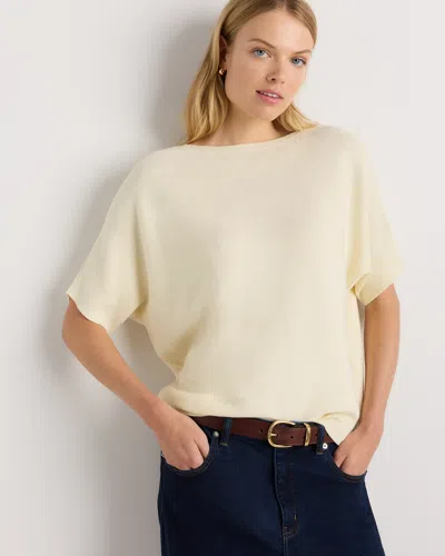 Quince Women's Lightweight Cotton Cashmere Link-stitch Dolman Sweater In Yellow