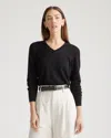 Quince Women's Lightweight Cotton Cashmere V-neck Sweater In Black
