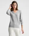 Quince Women's Lightweight Cotton Cashmere V-neck Sweater In Heather Grey