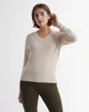 Quince Women's Lightweight Cotton Cashmere V-neck Sweater In Heather Oatmeal