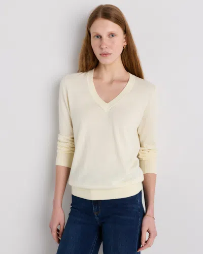Quince Women's Lightweight Cotton Cashmere V-neck Sweater In Neutral
