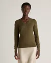 Quince Women's Lightweight Cotton Cashmere V-neck Sweater In Olive
