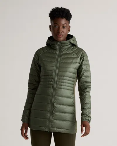 Quince Women's Lightweight Down Packable Long Puffer Jacket In Loden