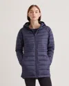 Quince Women's Lightweight Down Packable Long Puffer Jacket In Navy