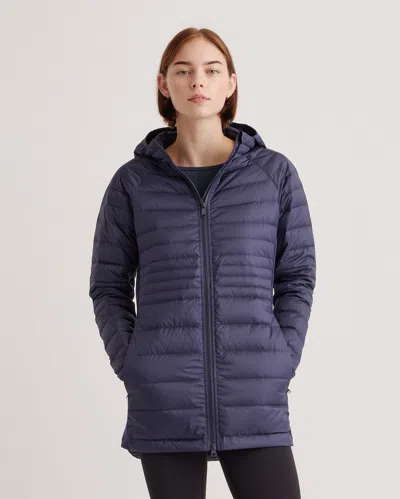Quince Women's Lightweight Down Packable Long Puffer Jacket In Navy