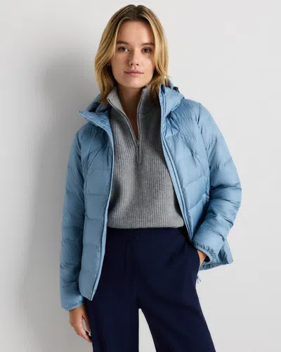 Quince Women's Lightweight Down Packable Puffer Hooded Jacket In Blue