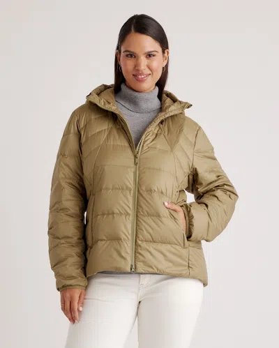 Quince Women's Lightweight Down Packable Puffer Hooded Jacket In Olive