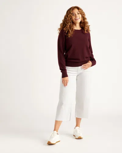 Quince Women's Lightweight Mongolian Cashmere Crewneck Sweater In Burgundy