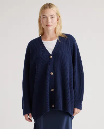 Quince Women's Mongolian Spring Cashmere Oversized Boyfriend Cardigan Sweater In Navy