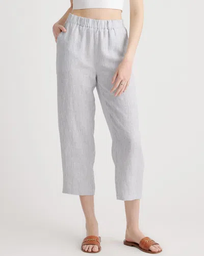 Quince Women's 100% European Linen Pants In Blue Pinstripe