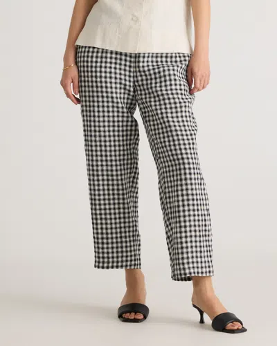Quince Women's 100% European Linen Pants In Khaki / Black Gingham