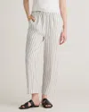 Quince Women's 100% European Linen Pants In Oatmeal / Black Stripe