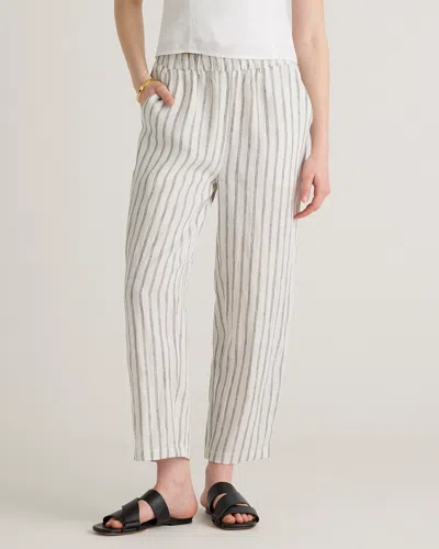 Quince Women's Linen Pants In Oatmeal / Black Stripe