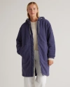 Quince Women's Long Hooded Sherpa Jacket In Navy