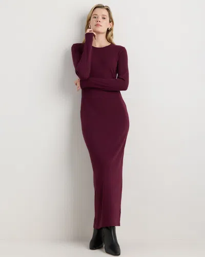 Quince Women's Long Sleeve Knit Maxi Dress In Burgundy