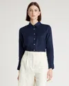 Quince Women's 100% European Linen Long Sleeve Shirt In Deep Navy
