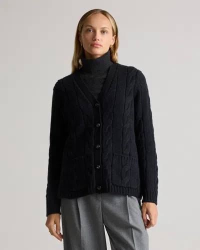 Quince Women's Luxe Baby Cashmere Cable Cardigan Sweater In Heather Caviar