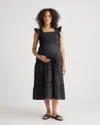 Quince Women's Poplin Smocked Midi Dress In Black