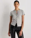 Quince Women's Micro-rib Button T-shirt In Gray