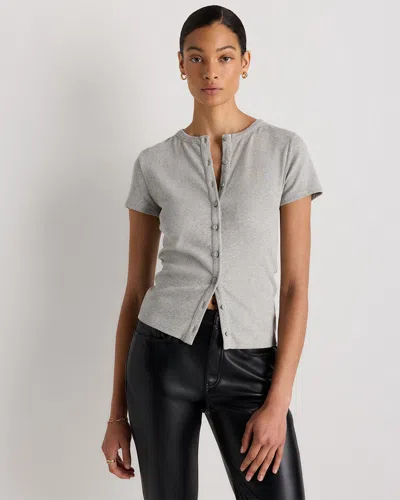 Quince Women's Micro-rib Button T-shirt In Gray