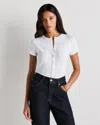 Quince Women's Micro-rib Button T-shirt In White