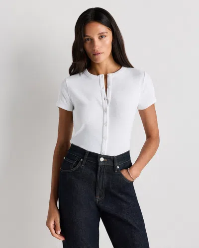 Quince Women's Micro-rib Button T-shirt In White