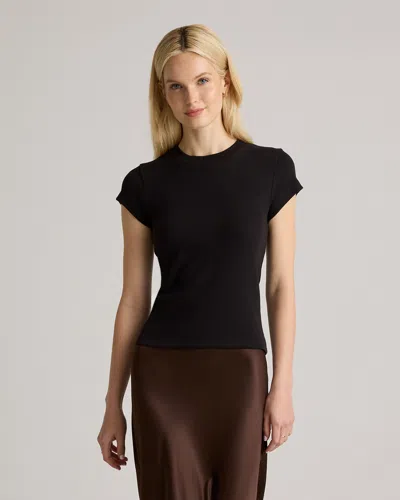 Quince Women's Micro-rib Crewneck T-shirt In Black