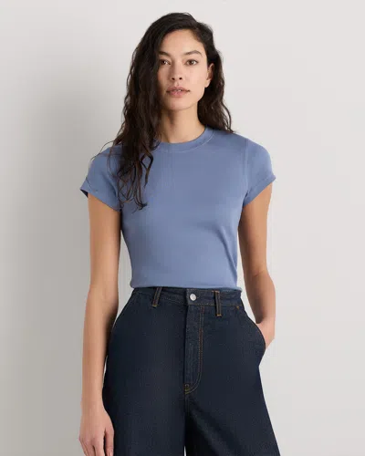 Quince Women's Micro-rib Crewneck T-shirt In Blue