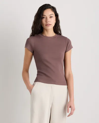 Quince Women's Micro-rib Crewneck T-shirt In Brown