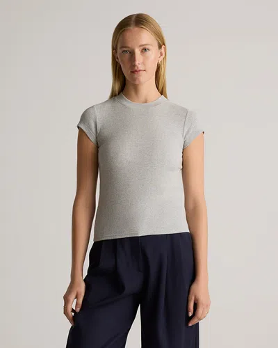 Quince Women's Micro-rib Crewneck T-shirt In Heather Grey