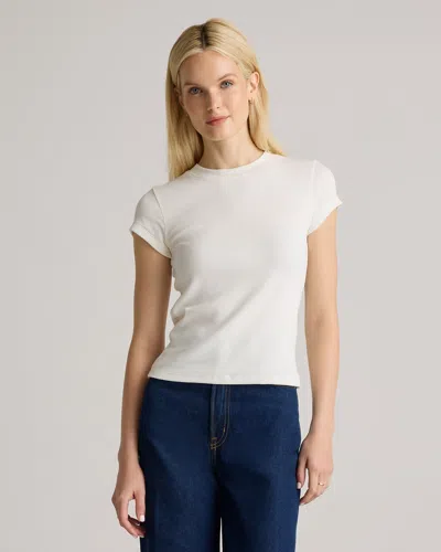 Quince Women's Micro-rib Crewneck T-shirt In White