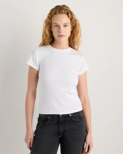 Quince Women's Micro-rib Crewneck T-shirt In White
