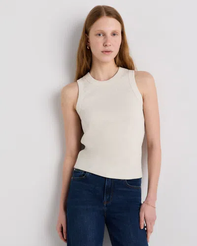 Quince Women's Micro-rib Cropped Cutaway Tank Top In Neutral
