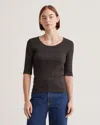 Quince Women's Micro-rib Elbow Sleeve T-shirt In Black