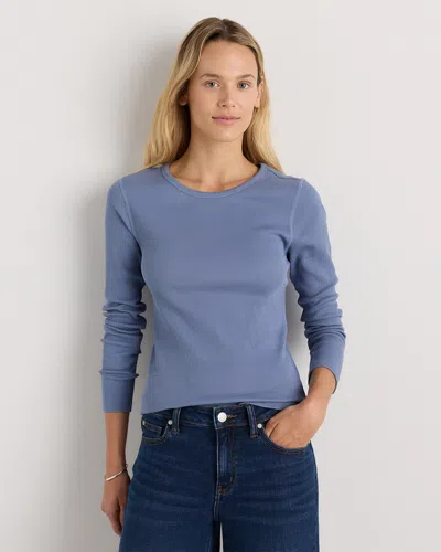Quince Women's Micro-rib Long Sleeve T-shirt In Blue