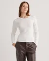 Quince Women's Micro-rib Long Sleeve T-shirt In White