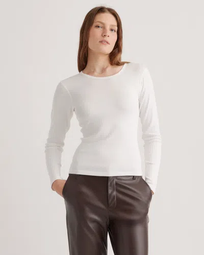 Quince Women's Micro-rib Long Sleeve T-shirt In White