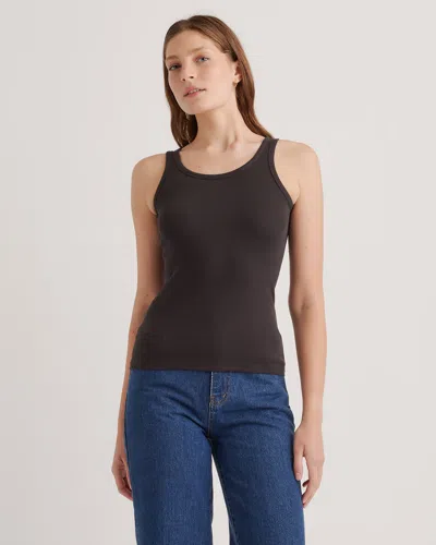 Quince Women's Micro-rib Scoop Neck Tank Top In Black