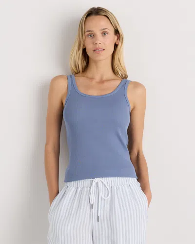 Quince Women's Micro-rib Scoop Neck Tank Top In Blue