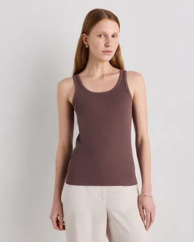 Quince Women's Micro-rib Scoop Neck Tank Top In Brown