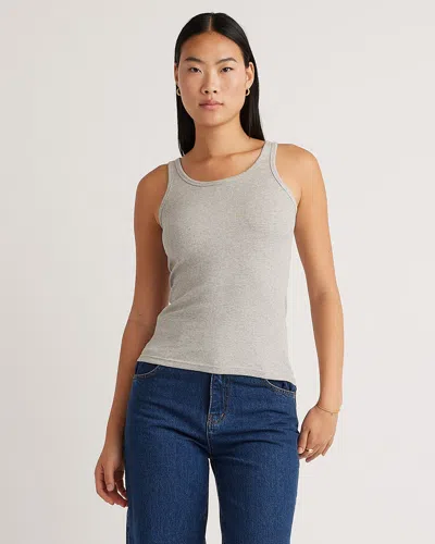 Quince Women's Micro-rib Scoop Neck Tank Top In Heather Grey